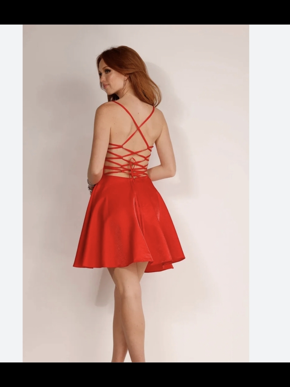 NEW WITNESS OF LOVE Red Lace-Up Back Skater Mini Dress